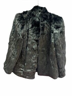 Somerset Furs Los Angeles Black Rabbit Fur Coat Jacket Vintage Size L